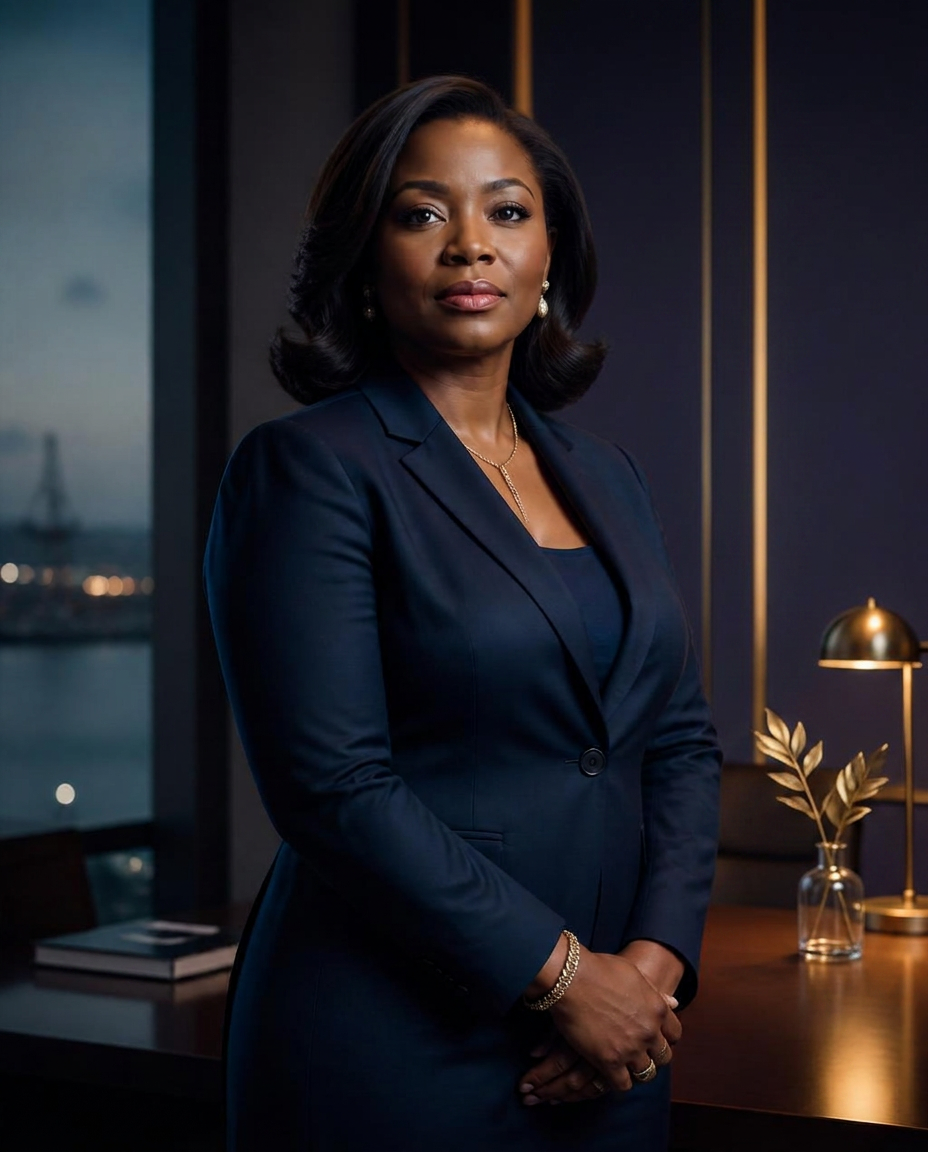Executiva sénior da MADZ Global no escritório de Luanda